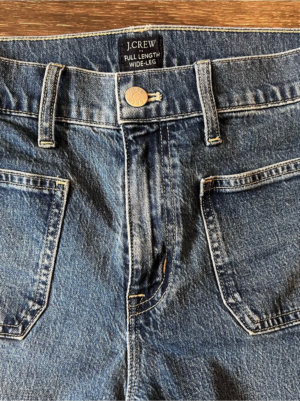 J. Crew Wide-Leg Jeans in Medium Blue Denim